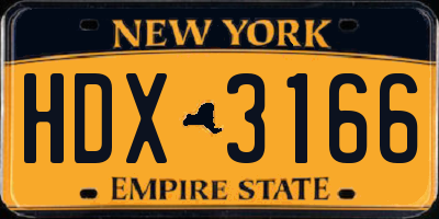 NY license plate HDX3166