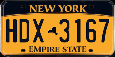 NY license plate HDX3167