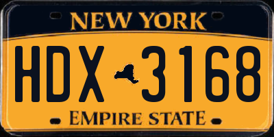 NY license plate HDX3168