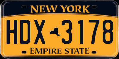 NY license plate HDX3178
