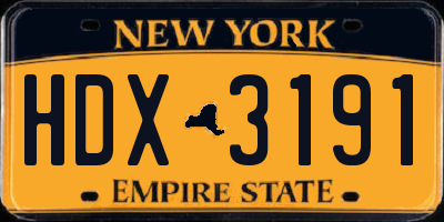NY license plate HDX3191