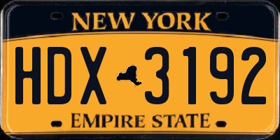NY license plate HDX3192
