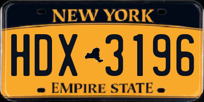NY license plate HDX3196