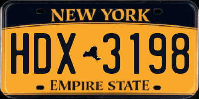NY license plate HDX3198