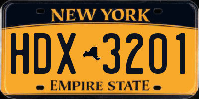 NY license plate HDX3201