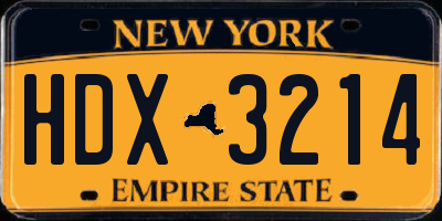 NY license plate HDX3214