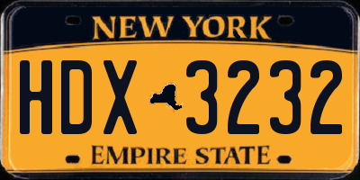 NY license plate HDX3232