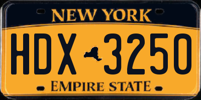 NY license plate HDX3250