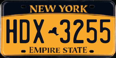 NY license plate HDX3255