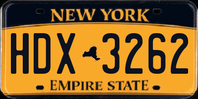 NY license plate HDX3262