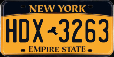 NY license plate HDX3263
