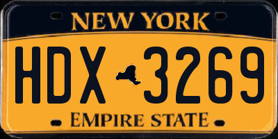 NY license plate HDX3269
