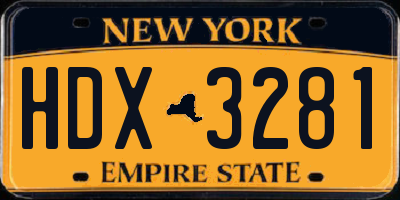 NY license plate HDX3281
