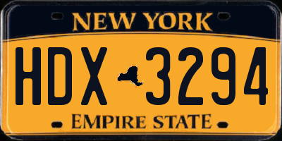 NY license plate HDX3294