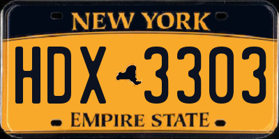 NY license plate HDX3303