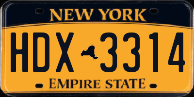 NY license plate HDX3314