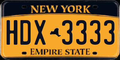 NY license plate HDX3333