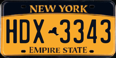 NY license plate HDX3343