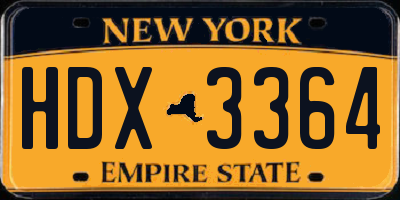 NY license plate HDX3364