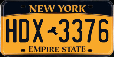 NY license plate HDX3376