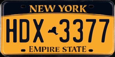 NY license plate HDX3377