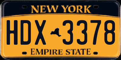 NY license plate HDX3378