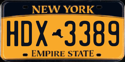 NY license plate HDX3389