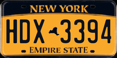 NY license plate HDX3394