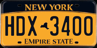 NY license plate HDX3400