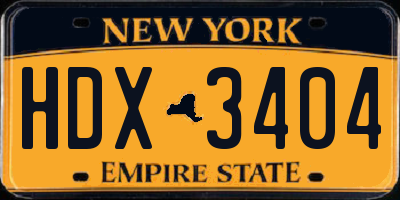 NY license plate HDX3404