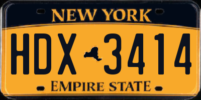 NY license plate HDX3414