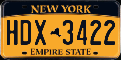 NY license plate HDX3422