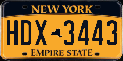 NY license plate HDX3443