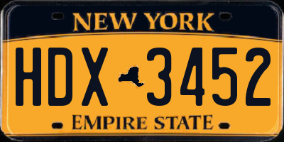 NY license plate HDX3452