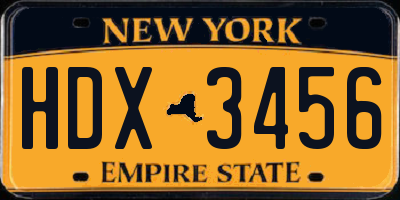 NY license plate HDX3456