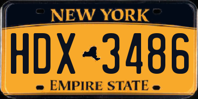 NY license plate HDX3486