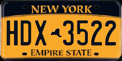 NY license plate HDX3522
