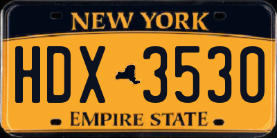NY license plate HDX3530