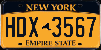 NY license plate HDX3567