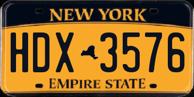 NY license plate HDX3576
