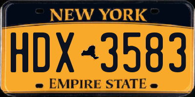 NY license plate HDX3583