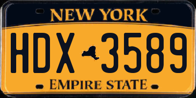 NY license plate HDX3589