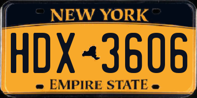 NY license plate HDX3606