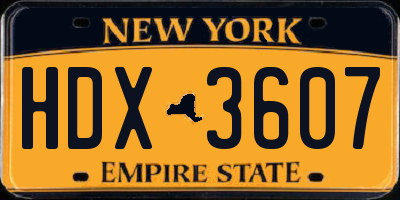 NY license plate HDX3607