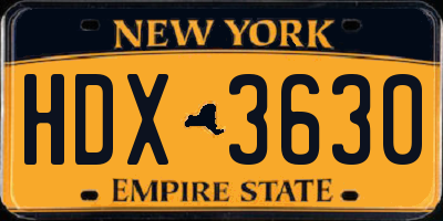 NY license plate HDX3630