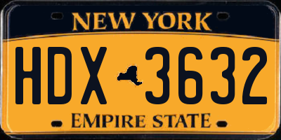 NY license plate HDX3632