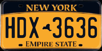 NY license plate HDX3636