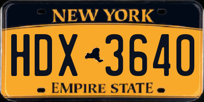 NY license plate HDX3640