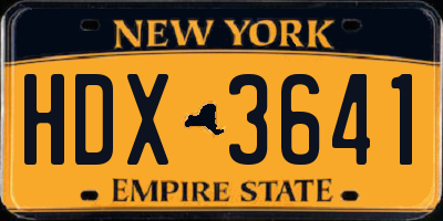NY license plate HDX3641