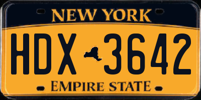 NY license plate HDX3642